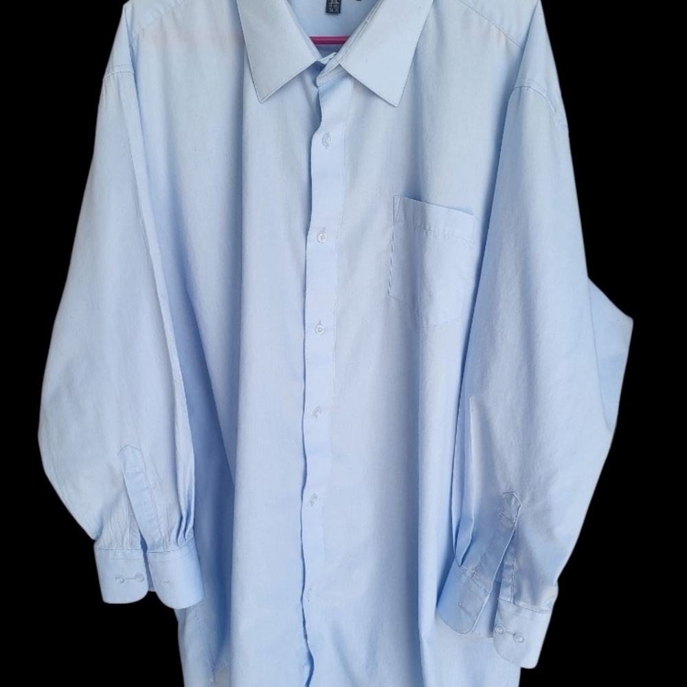 Omega Italy Men's Long Sleeve Dress Blue Shirt  Size 3 XXL Mint Condition